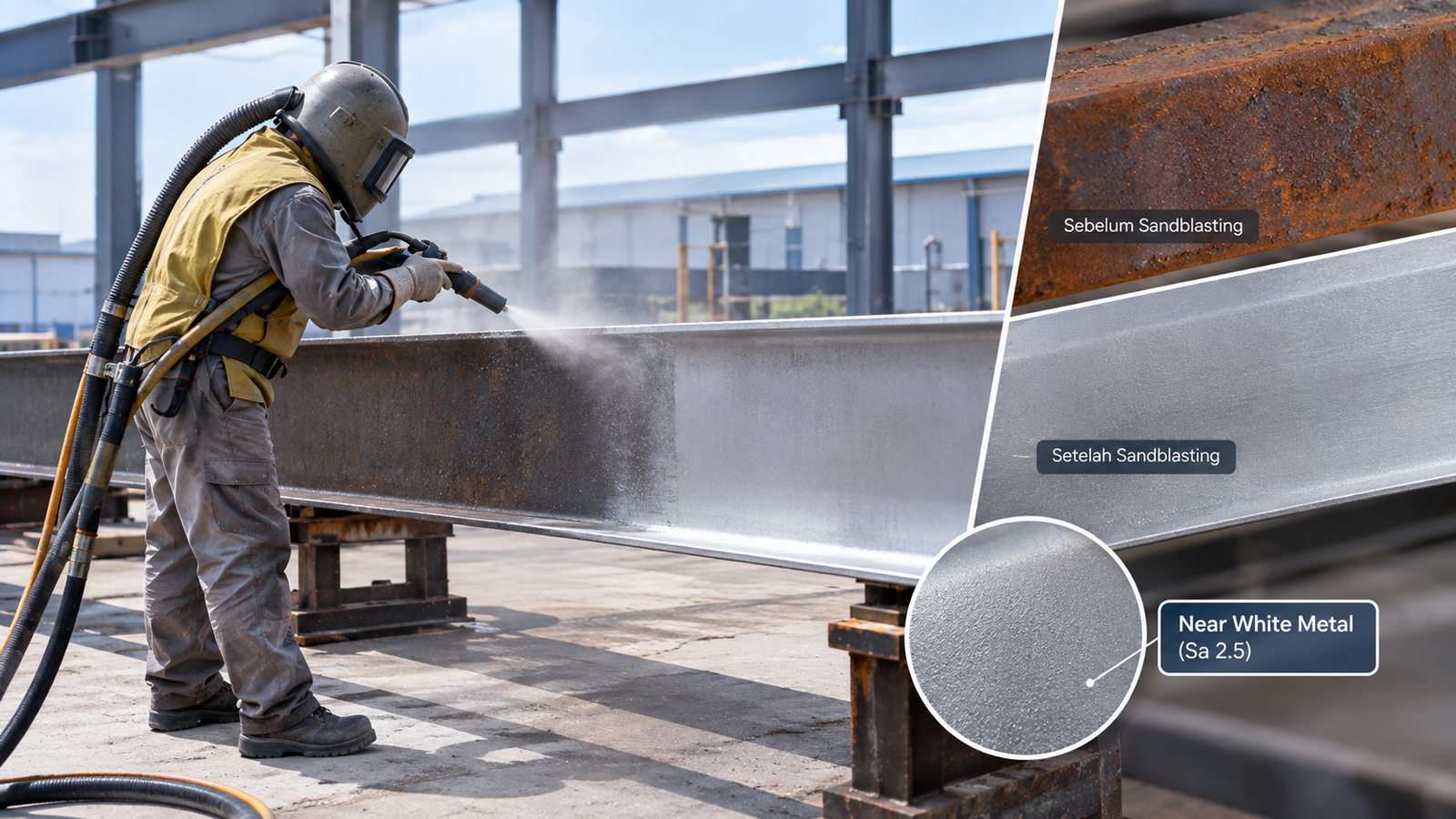 Near White Metal Sandblasting: Standar Kebersihan Baja