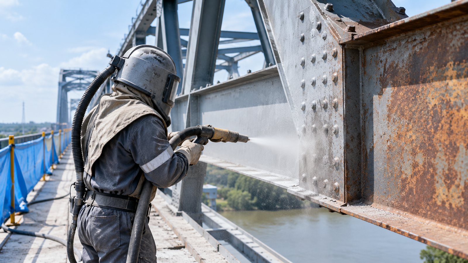 Blog 10 sandblasting jembatan baja
